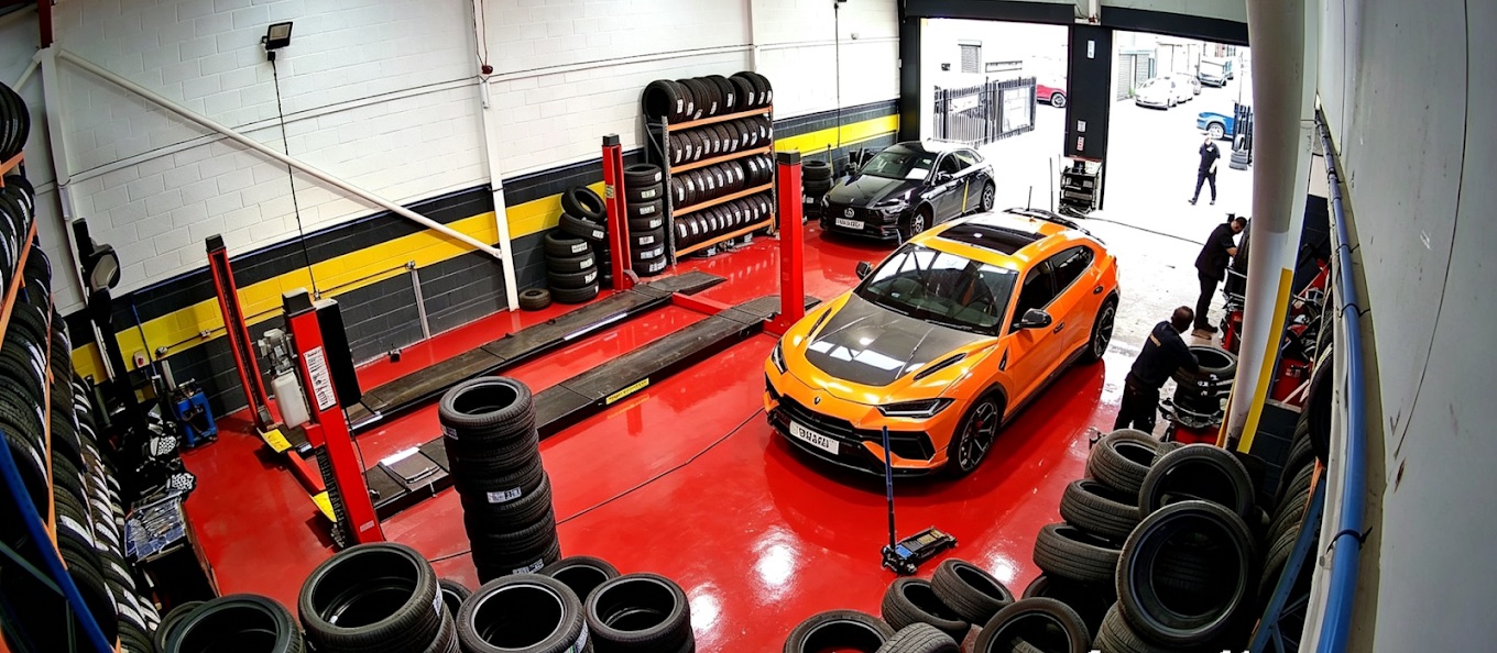 Inside the tyre fitting workshop in Stockton-on-Tees